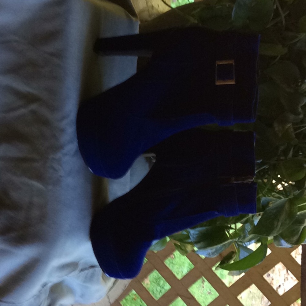 Electric blue suede boots